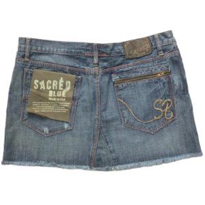 NWT Sacred Blue Denim Mini Skirt 31